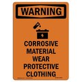 Signmission Safety Sign, OSHA WARNING, 24" Height, Corrosive Material, Portrait OS-WS-D-1824-V-13044